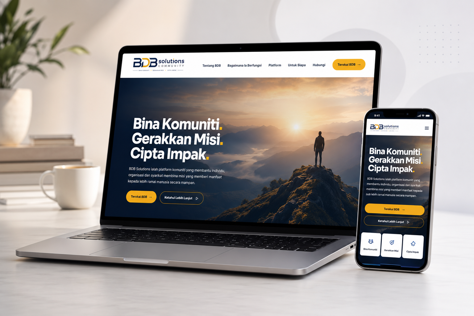 BdB Solutions community platform preview on laptop and phone